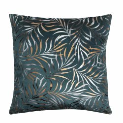 Housse de Coussin 45 x 45 cm Velours Imprimé Vegetal Bleu