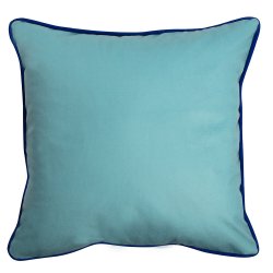 Housse de Coussin 40 x 40 cm Velours Passepoil Turquoise