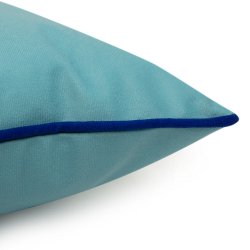 Housse de Coussin 40 x 40 cm Velours Passepoil Turquoise