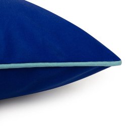 Housse de Coussin 40 x 40 cm Velours Passepoil Bleu Marine