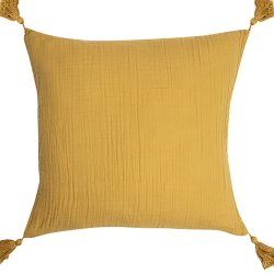 Housse de Coussin 100% Gaze de Coton 40 x 40 cm a Pompons...