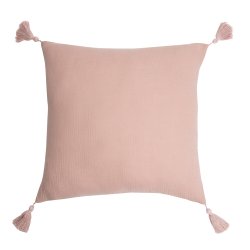 Housse de Coussin 100% Gaze de Coton 40 x 40 cm a Pompons...